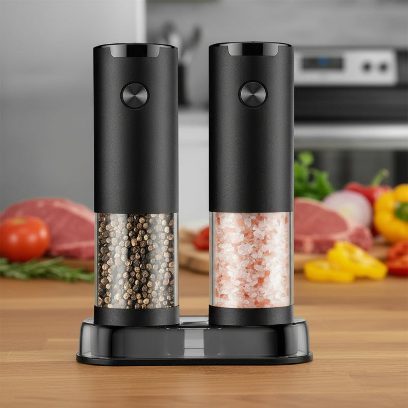 Electric Salt Pepper Grinder Set | Automatic Mills with LED Light
