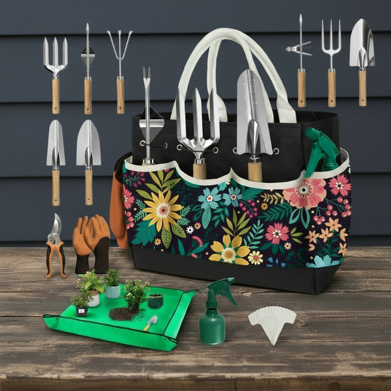 women's garden tool set 22Pcs Gardening Tools Set For Women Heavy Duty Garden Hand Tool Kit Gardener Gifts For Beginner Gardening Accessories With Tote Bag/Shovel/Repotting