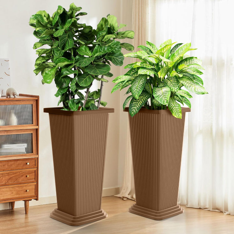 Set of 2 Large Tall Planter for Indoor or Outdoor
