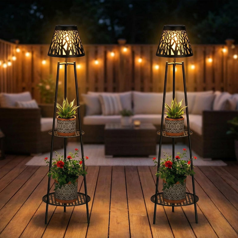 Solar Floor Lamp with Plant Stand for Outdoor Patio Decoration – AMAZING  GARDEN
