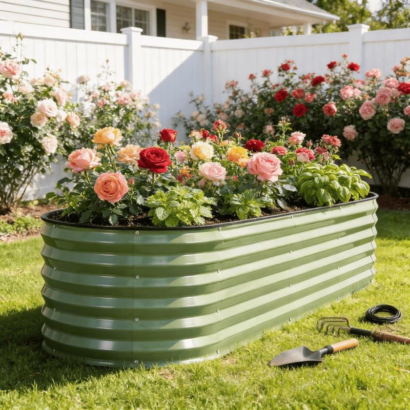 galvanized metal pot planter Galvanized Raised Garden Bed Metal Planter