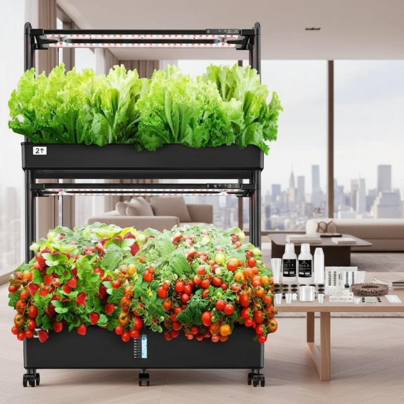 Indoor Vertical Hydroponics Growing System Kit with LED Light and Pump ...