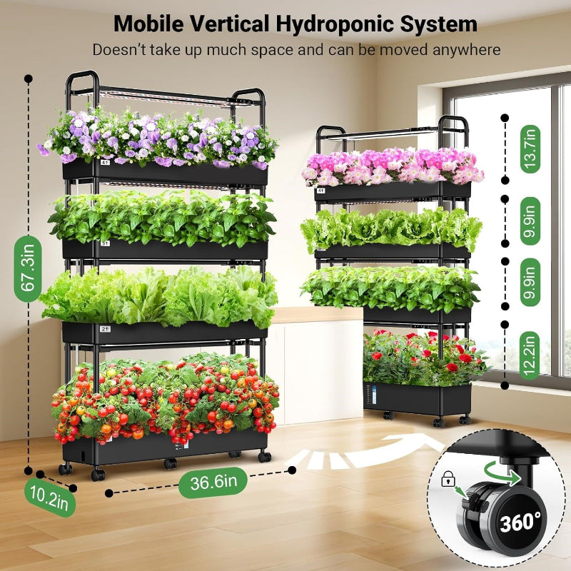 Indoor Vertical Hydroponics Growing System Kit with LED Light and Pump ...