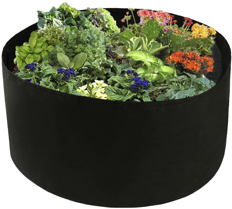 large plant grow bags Round Plant Grow Bag, Large Fabric Aeration Pots Container, Raised Bed Bag for Herb Flower Vegetable (100 Gallon)